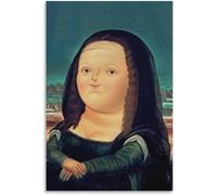 Fat Mona Lisa by Fernando Botero Wall Art Fernando Botero Poster Fernando Botero Prints Retro Painting Canvas for Home Decor 30x45cm No Frame