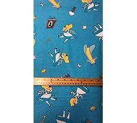 Fat Quarter Alice in Wonderland Dots On Blue 100% Cotton Quilting Fabric