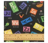 Fat Quarter Alphabet Scramble On Black 100% Cotton Quilting Sewing Fabric