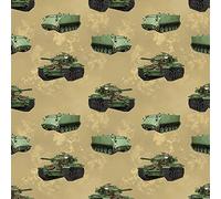 Fat Quarter Battle Zone Chieftain Tank and M113 APC Cotton Quilting Fabric