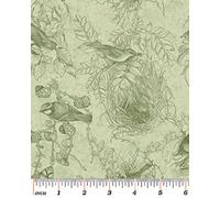 Fat Quarter Birds of Feather Green Quilting Fabric - Benartex