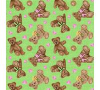Fat Quarter Boyds Bears Teddy Bear Green Hearts Cotton Quilting Fabric 50 x 55cm