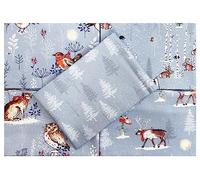 Fat Quarter Bundle - Winter Moon - Blue Grey Christmas Robin Hare Stag Print Cotton Craft Fabric Material