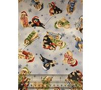 Fat Quarter Christmas Dog Choir On Blue 100% Cotton Quilting Fabric