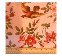 Fat Quarter Club House Birds Floral On Pink 100% Cotton Fabric
