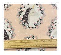 Fat Quarter Do You Believe In Unicorns On Frames Pink 100% Cotton Quilting Fabric