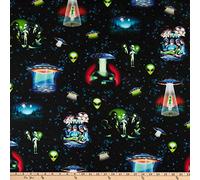 Fat Quarter Eerie Area 51 UFO and Aliens 100% Cotton Quilting Fabric