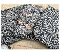 Fat Quarter Fabric Bundle - William Morris Ebony Black - Bird Floral Print Craft Fabric Material