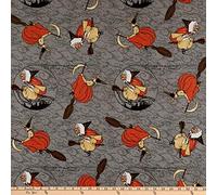 Fat Quarter Goose Tales Witch On Grey 100% Cotton Print Fabric
