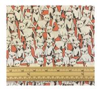 Fat Quarter Lil Doggie French Bull Dogs On Red 100% Cotton Quilting Fabric