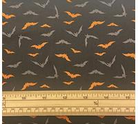 Fat Quarter Midnight Halloween Spooky Bats On Black 100% Cotton Quilting Fabric