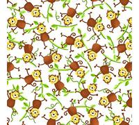 Fat Quarter Monkey Jungle Camp On White 100% Cotton Quilting Fabric