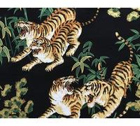 Fat Quarter Oriental Tiger Cotton Quilting Fabric Metallic Sevenberry Black