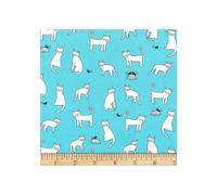 Fat Quarter Paw Prints Cleaver Cat, Mice and Bowls On Blue 100% Cotton Fabric