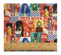 Fat Quarter Pets Rock Rock Stars Patch 100% Cotton Quilting Fabric