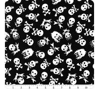 Fat Quarter Pour Some Sugar On Me Sabbath Skull Crossbones 100% Cotton Fabric
