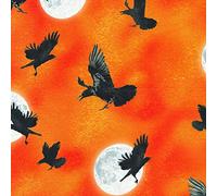 Fat Quarter Raven Moon Ravens and Moons On Orange 100% Cotton Fabric
