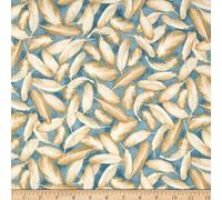Fat Quarter Splendid Swans Feathers On Blue 100% Cotton Quilting Fabric