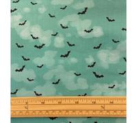 Fat Quarter Spooky Halloween Batty Bats On Teal 100% Cotton Quilting Fabric