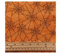 Fat Quarter Spooky Halloween Creepin' It Real Spider Webs Orange 100% Cotton Quilting Fabric