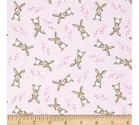 Fat Quarter Starry Night Forest Brown Bunnies On Pink 100% Cotton Quilting Fabric