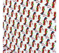 Fat Quarter | White, Red, Blue, Green and Yellow 100% Soft Yarn Cotton Poplin Fabric Quilting Patchwork Colourful Parrot Seaside Nautical Attracted Pirate Tropical Bird Children Fabric 45 cm x 55 cm