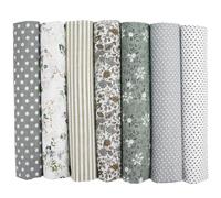 Fat Quarters Fabric Bundles, 7PCS Fabric Scraps, 20"x20" (50x50cm) Gingham Fabric, Material for Sewing, Floral, Polka Dot & Stripes Cotton Fabric Bundle, DIY Crafts, Quilting & Patchwork Projects