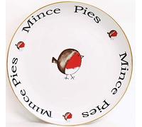 Fat Robin Mince Pies Platter 31 cm 12" Gilded Porcelain Round Serving Plate Hand Decorated UK