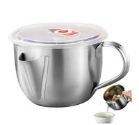 Fat Separator Jug 1L Food Grade Stainless Steel Gravy Separator Jug with Lid and Handle 2 Outlets Bacon Grease Container for Kitchen Supplies #