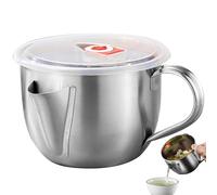 Fat Separator Jug 1L Food Grade Stainless Steel Gravy Separator Jug with Lid and Handle 2 Outlets Bacon Grease Container for Kitchen Supplies Oil Strainer