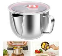 Fat Separator Jug, Gravy Fat Separator, Stainless Steel Filter Strainer Bowl Container, Gravy Oil Soup Grease Oiler Kitchen Cooking Tools for Broth Stew and Hot Pot(Silver)