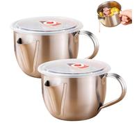 Fat Separator Jug, Gravy Separator with Dual Spout Design -1pcs or 2pcs Stainless Steel Fat Separator with Lid, Handle & Bacon Grease Container - Reusable Kitchen Gadget for Home Kitchen