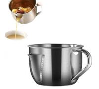 Fat Separator Stainless Steel Gravy Fat Separator Jug 1L Stainless Steel Oil Container with Lid and Handle Kitchen Gravy Separators Strainer Bowl Multipurpose Bacon Grease Container for Kitchen Supply