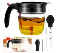 Fat Separator with Bottom Release 1000ml/33.81oz Plastic Fat Strainers Multifunctional Clear Gravy Grease Separator Soup Oil Separation Measuring Cup Kitchen Gadget for Cooking