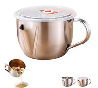 Fat Separator with Dual Spout Design, Gravy Separator & Fat Separator Cup with Handle, Cool Touch Handle, for Kitchen (with Lid)