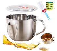 Fat Separator with Dual Spout Design with Lid,Stainless Steel Gravy Separator and Oil Strainer with Cool-Touch Handle,Grease Separator for Broth,Soup,Stew&Cooking for Home Kitchen (with lid)
