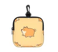 Fat Shiba Inu Anime Dog Pattern, Square Zipper Storage Bag, Neoprene Coin Purse, Small Wallets, Change Pouch, Change Purse