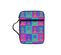 Fat Thursday Neon Leaf Bible Cover Case with Handle, Water-Resistant Oxford Fabric Bible Bag Organizer with Zipper Pockets for Church