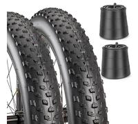 Fat Tire - 26” x 4.0”Puncture Resistant Fat Bike Tire, Durable Folding 60 TPI Tires for E-Bikes,Mountain Bikes,Electric Bicycle-Replacement Bike Tire (Qty2, 26x4 Tire + Tube)