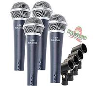 Fat Toad Cardioid Microphones with Clips (4 Pack) Vocal Handheld, Wired Unidirectional Mic | Singing Microphone Designed for Music Stage Performances & Streaming Studio Recording or PA DJ Karaoke