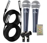 Fat Toad Vocal Microphones with XLR Mic Cables & Clips (2 Pack) Cardioid Dynamic Handheld for Home Studio Recording Package, Live Stage Singing, Adult DJ Karaoke | Pro Audio Mic Cords, 3-Pin Wire