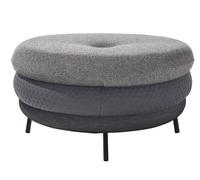 Fat Tom Pouf Lounge - Stool with Legs Richard Lampert Grey and Dark Grey - LAMPERT_FAT TOM POUF MIT BEINE GRAU