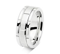 FATACI Titanium Stainless Steel Ring for Men Brushed Minimalist Engagement Wedding Band Ring, Silver/Black 8mm Width Comfort Fit Size 8-11, No Gemstone