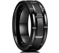 FATACI Titanium Stainless Steel Ring for Men Brushed Minimalist Engagement Wedding Band Ring, Silver/Black 8mm Width Comfort Fit Size 8-11, No Gemstone