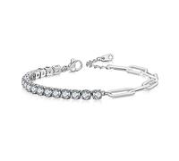 FATACI Women Tennis Bracelet，Brass Classic Simulated Diamond Round Cubic Zirconia Zirconia Paperclip Link Chain Tennis Bracelet Bridal Bridesmaids Wedding Birthday Mother's Day Jewelry Gifts, 7.50