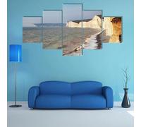 FatAco 5 Piece Stretched and Framed Artwork Seven Sisters Chalk Cliffs On England Paintings on Canvas Wall Art for Living Room Bedroom Home Decorations