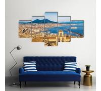 FatAco Canvas Wall Art Prints 5 Pieces Modern Picture City Of Naples With Mount Vesuvius Artwork Paintings for Bedroom Living Room Kitchen Home Wall Decorations (Frameless)