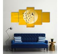 FatAco Canvas Wall Art Prints 5 Pieces Modern Picture Leadership Concept With Moon And Birds Artwork Paintings for Bedroom Living Room Kitchen Home Wall Decorations (Frameless)