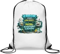 Fatal Error System Crash Alert Gym Sack Casual Drawstring Bag White