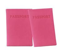 FATASH 2 PCs Passport Holder, PU Leather Cover, Waterproof Travelling Essentials Case for Document, Tickets, Boarding Pass, Business Cards Organizer Wallet for Men & Women - Hot Pink